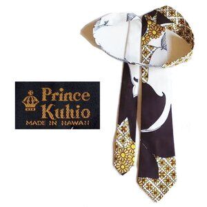 NWT Vintage 70s Prince Kuhio Tie 54" Made In Hawaii Abstract Floral Japanese Art